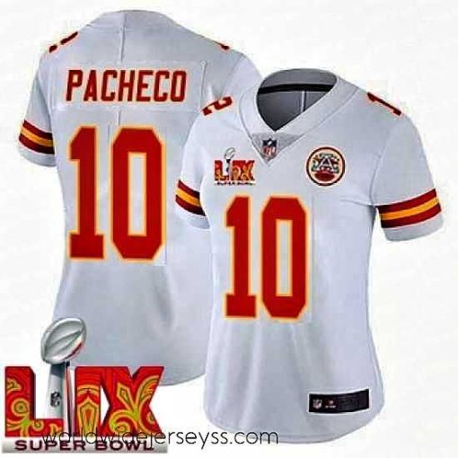 Finely crafted Kansas City Chiefs Isiah Pacheco #10 White 2024 2025 Super Bowl LIX F.U.S.E Stitched Jersey