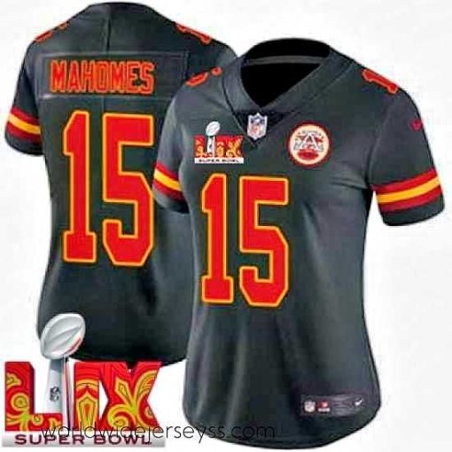 Exquisitely designed Kansas City Chiefs Patrick Mahomes #15 Black 2024 2025 Super Bowl LIX F.U.S.E Stitched Jersey