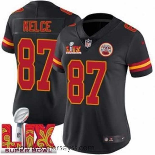 Exceptionally fashioned Kansas City Chiefs Travis Kelce #87 Black 2024 2025 Super Bowl LIX F.U.S.E Stitched Jersey