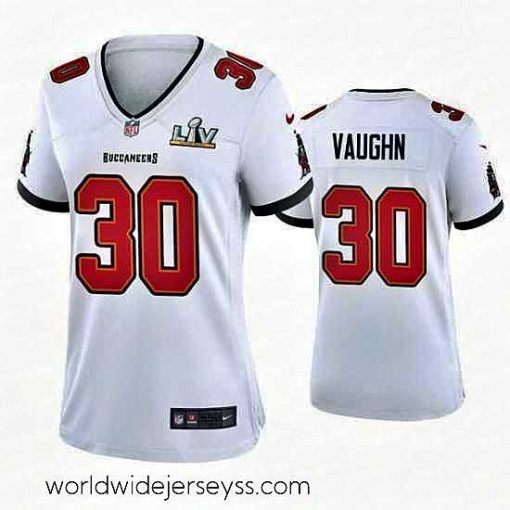 Superbly made Ke'Shawn Vaughn Buccaneers White Super Bowl Lv Game Jersey