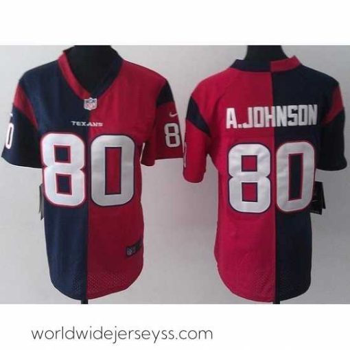 Superbly made Nike Houston Texans 80 Andre Johnson Red Blue Split NFL Jerseys