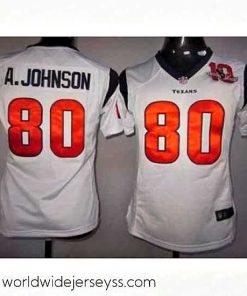 Superbly made Nike Houston Texans #80 Andre Johnson White Nike NFL Jerseys W 10th Patch