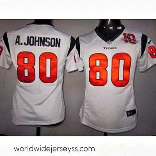 Superbly made Nike Houston Texans #80 Andre Johnson White Nike NFL Jerseys W 10th Patch