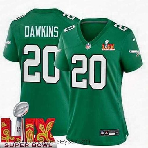 Finely crafted Philadelphia Eagles Brian Dawkins #20 Kelly Green 2024 2025 Super Bowl LIX F.U.S.E Stitched NFL Jersey