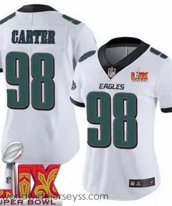 Superbly made Philadelphia Eagles Jalen Carter #98 White 2024 2025 Super Bowl LIX F.U.S.E Stitched NFL Jersey