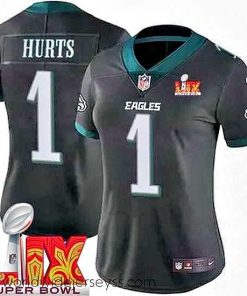 Exquisitely designed Philadelphia Eagles Jalen Hurts #1 Black 2024 2025 Super Bowl LIX F.U.S.E Stitched NFL Jersey