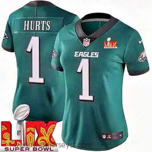 Exceptionally fashioned Philadelphia Eagles Jalen Hurts #1 Green 2024 2025 Super Bowl LIX F.U.S.E Stitched NFL Jersey