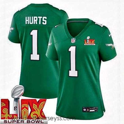 Exquisitely designed Philadelphia Eagles Jalen Hurts #1 Kelly Green 2024 2025 Super Bowl LIX F.U.S.E Stitched NFL Jersey