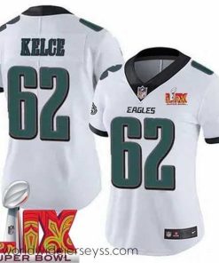 Marvelously styled Philadelphia Eagles Jason Kelce #62 White 2024 2025 Super Bowl LIX F.U.S.E Stitched NFL Jersey