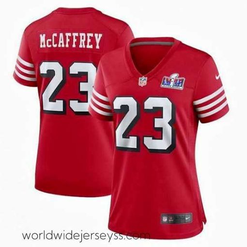 Superbly made San Francisco 49ers 23 Christian McCaffrey New Red 2023 F.U.S.E  Vapor Untouchable Limited Stitched Football 2024 Super Bowl LVIII Jersey