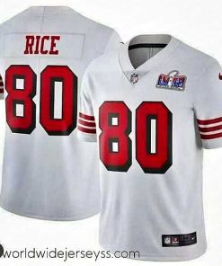 Exceptionally fashioned San Francisco 49ers 80 Jerry Rice White Throwback Vapor Untouchable Stitched Football 2024 Super Bowl LVIII Jersey