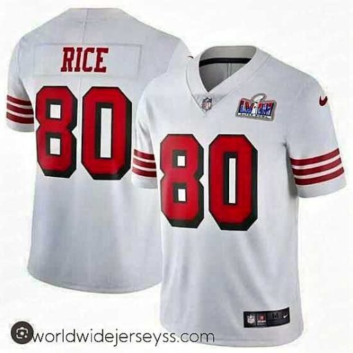 Exceptionally fashioned San Francisco 49ers 80 Jerry Rice White Throwback Vapor Untouchable Stitched Football 2024 Super Bowl LVIII Jersey
