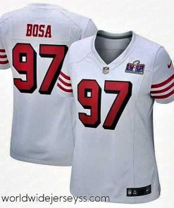 Marvelously styled San Francisco 49ers 97 Nick Bosa White Throwback 2023 F.U.S.E  Vapor Untouchable Limited Stitched Football 2024 Super Bowl LVIII Jersey
