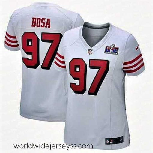 Marvelously styled San Francisco 49ers 97 Nick Bosa White Throwback 2023 F.U.S.E  Vapor Untouchable Limited Stitched Football 2024 Super Bowl LVIII Jersey