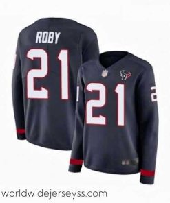 Exquisitely designed Womens Houston Texans 21 Bradley Roby Limited Navy Blue Therma Long Sleeve Football Jersey