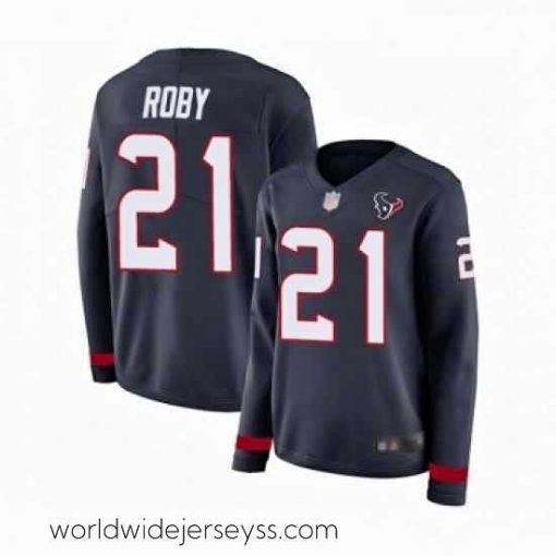 Exquisitely designed Womens Houston Texans 21 Bradley Roby Limited Navy Blue Therma Long Sleeve Football Jersey