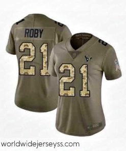 Marvelously styled Womens Houston Texans 21 Bradley Roby Limited Olive Camo 2017 Salute to Service Football Jersey