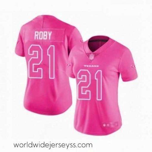 Marvelously styled Womens Houston Texans 21 Bradley Roby Limited Pink Rush Fashion Football Jersey