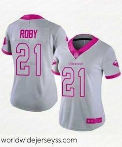 Superbly made Womens Houston Texans 21 Bradley Roby Limited White Pink Rush Fashion Football Jersey
