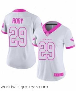 Exquisitely designed Womens Houston Texans 29 Bradley Roby Limited White Pink Rush Fashion Football Jersey