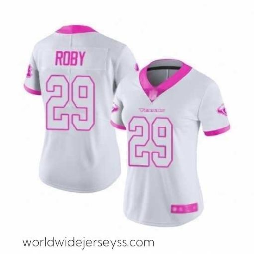 Exquisitely designed Womens Houston Texans 29 Bradley Roby Limited White Pink Rush Fashion Football Jersey