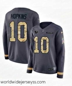 Superbly made Womens Nike Houston Texans 10 DeAndre Hopkins Limited Black Salute to Service Therma Long Sleeve NFL Jersey