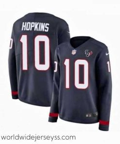 Exquisitely designed Womens Nike Houston Texans 10 DeAndre Hopkins Limited Navy Blue Therma Long Sleeve NFL Jersey