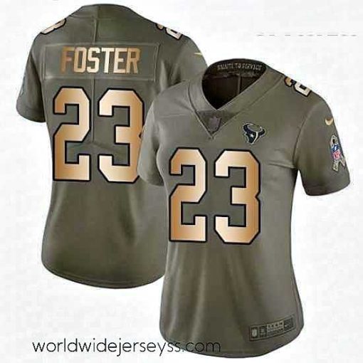 Exceptionally fashioned Womens Nike Houston Texans 23 Arian Foster Limited OliveGold 2017 Salute to Service NFL Jersey