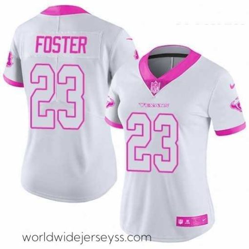 Finely crafted Womens Nike Houston Texans 23 Arian Foster Limited WhitePink Rush Fashion NFL Jersey