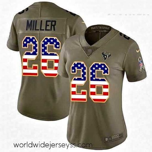 Exquisitely designed Womens Nike Houston Texans 26 Lamar Miller Limited OliveUSA Flag 2017 Salute to Service NFL Jersey