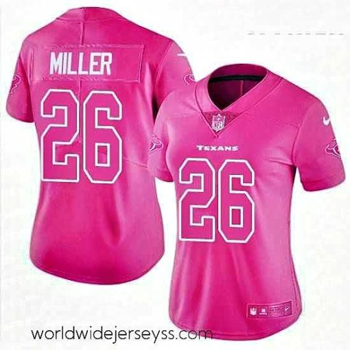 Marvelously styled Womens Nike Houston Texans 26 Lamar Miller Limited Pink Rush Fashion NFL Jersey