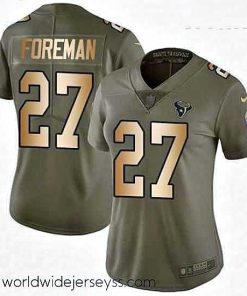 Marvelously styled Womens Nike Houston Texans 27 DOnta Foreman Limited OliveGold 2017 Salute to Service NFL Jersey