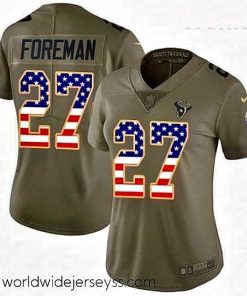 Exceptionally fashioned Womens Nike Houston Texans 27 DOnta Foreman Limited OliveUSA Flag 2017 Salute to Service NFL Jersey
