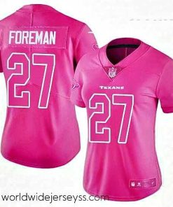 Exquisitely designed Womens Nike Houston Texans 27 DOnta Foreman Limited Pink Rush Fashion NFL Jersey