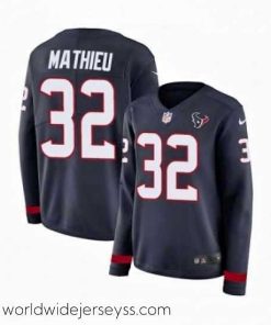 Finely crafted Womens Nike Houston Texans 32 Tyrann Mathieu Limited Navy Blue Therma Long Sleeve NFL Jersey
