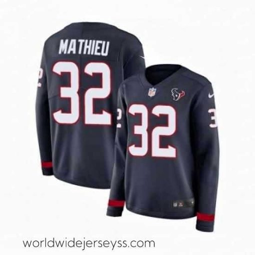 Finely crafted Womens Nike Houston Texans 32 Tyrann Mathieu Limited Navy Blue Therma Long Sleeve NFL Jersey
