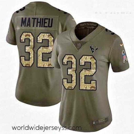Exquisitely designed Womens Nike Houston Texans 32 Tyrann Mathieu Limited OliveCamo 2017 Salute to Service NFL Jersey