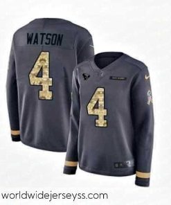 Exceptionally fashioned Womens Nike Houston Texans 4 Deshaun Watson Limited Black Salute to Service Therma Long Sleeve NFL Jersey
