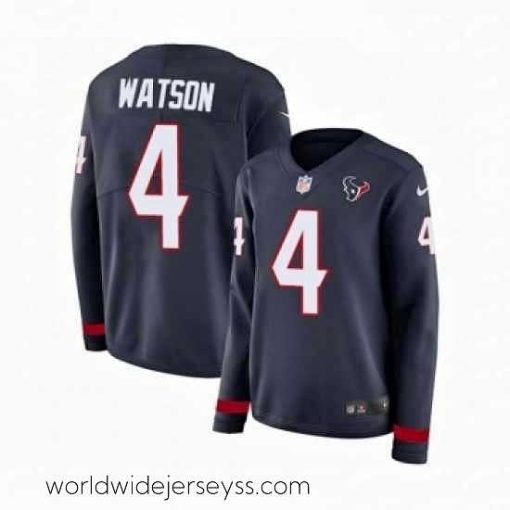 Superbly made Womens Nike Houston Texans 4 Deshaun Watson Limited Navy Blue Therma Long Sleeve NFL Jersey