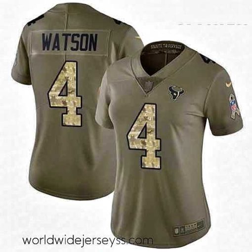 Exquisitely designed Womens Nike Houston Texans 4 Deshaun Watson Limited OliveCamo 2017 Salute to Service NFL Jersey