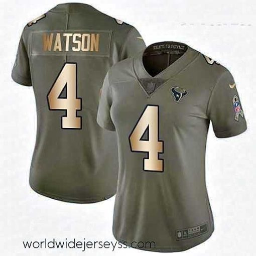 Superbly made Womens Nike Houston Texans 4 Deshaun Watson Limited OliveGold 2017 Salute to Service NFL Jersey