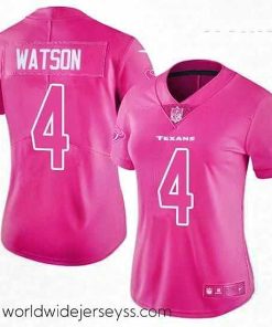 Exceptionally fashioned Womens Nike Houston Texans 4 Deshaun Watson Limited Pink Rush Fashion NFL Jersey