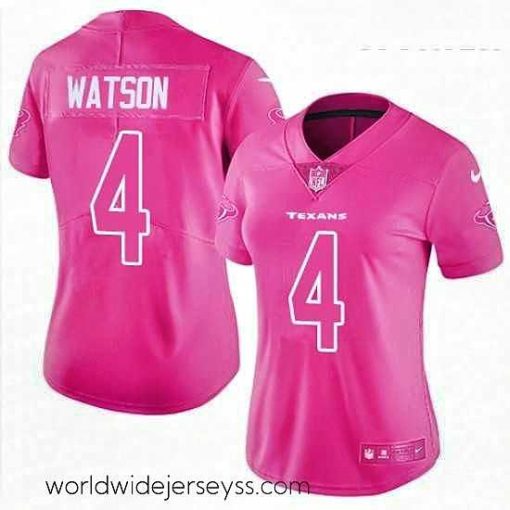 Exceptionally fashioned Womens Nike Houston Texans 4 Deshaun Watson Limited Pink Rush Fashion NFL Jersey