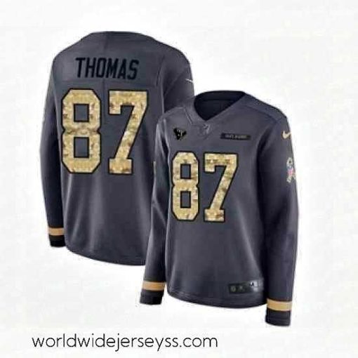 Marvelously styled Womens Nike Houston Texans 87 Demaryius Thomas Limited Black Salute to Service Therma Long Sleeve NFL Jersey