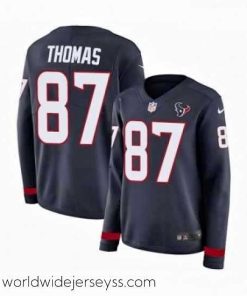 Exquisitely designed Womens Nike Houston Texans 87 Demaryius Thomas Limited Navy Blue Therma Long Sleeve NFL Jersey