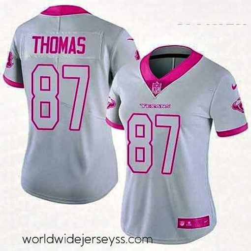 Exquisitely designed Womens Nike Houston Texans 87 Demaryius Thomas Limited White Pink Rush Fashion NFL Jersey