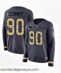 Exceptionally fashioned Womens Nike Houston Texans 90 Jadeveon Clowney Limited Black Salute to Service Therma Long Sleeve NFL Jersey