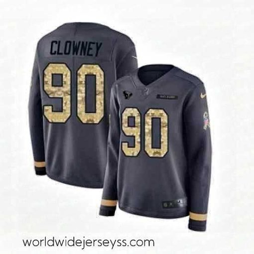 Exceptionally fashioned Womens Nike Houston Texans 90 Jadeveon Clowney Limited Black Salute to Service Therma Long Sleeve NFL Jersey