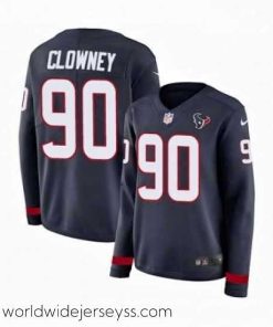 Exquisitely designed Womens Nike Houston Texans 90 Jadeveon Clowney Limited Navy Blue Therma Long Sleeve NFL Jersey