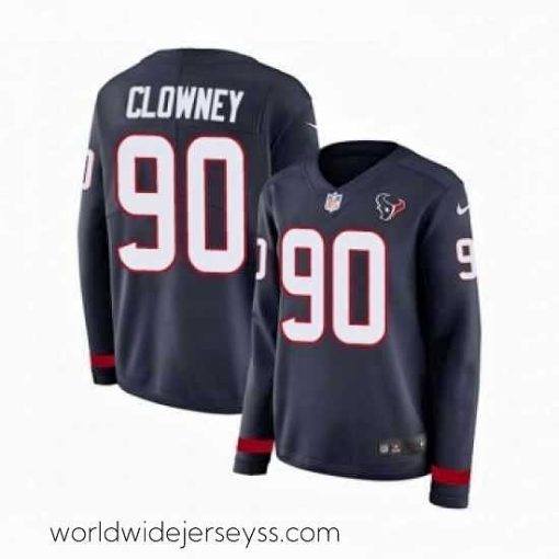 Exquisitely designed Womens Nike Houston Texans 90 Jadeveon Clowney Limited Navy Blue Therma Long Sleeve NFL Jersey